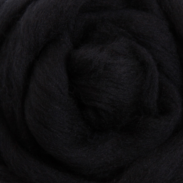 メリノスライバーカラー原毛／リカーリス（ブラック）